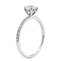18K White Gold Round Diamond with Hidden Halo Engagement Ring