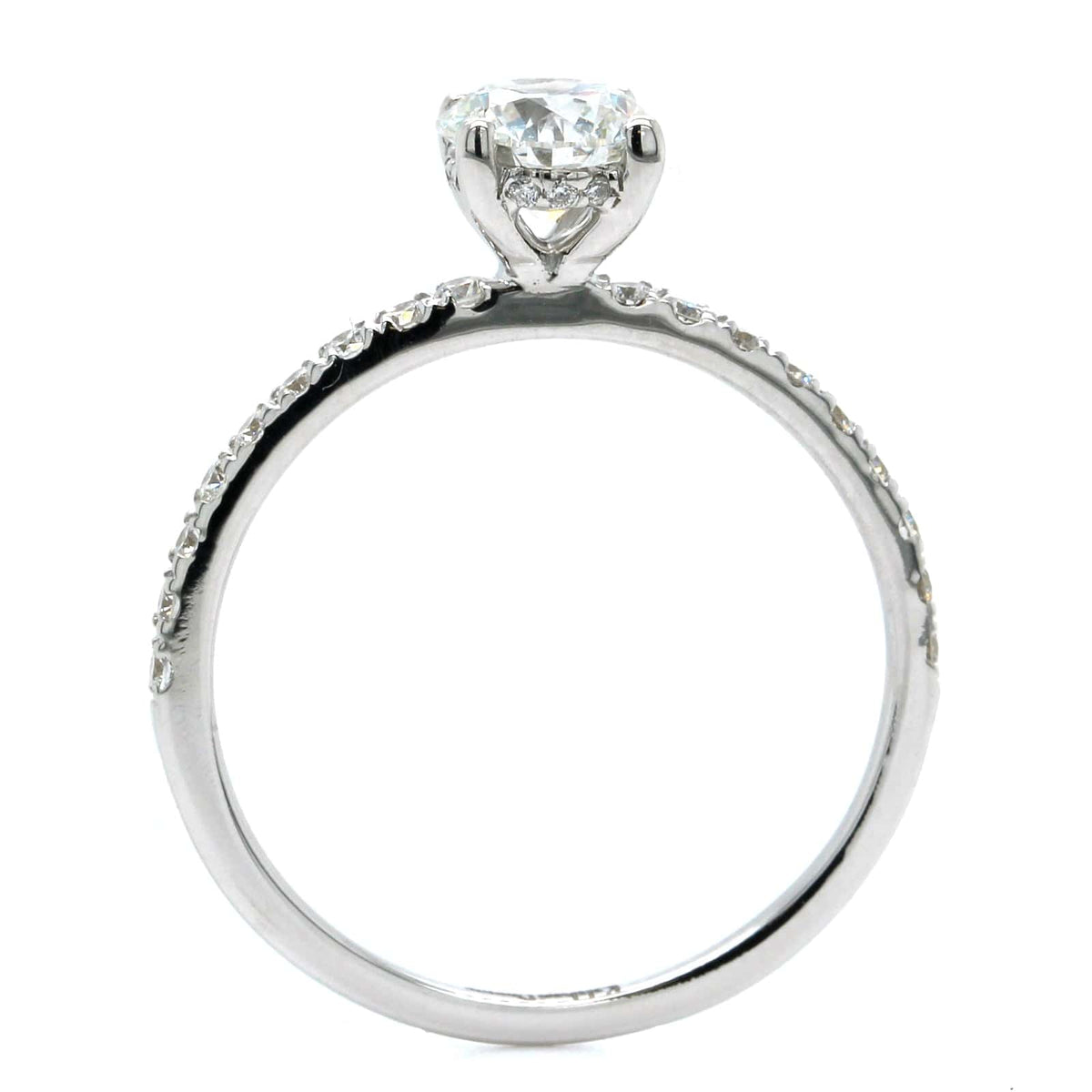 18K White Gold Round Diamond with Hidden Halo Engagement Ring