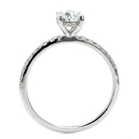 18K White Gold Round Diamond with Hidden Halo Engagement Ring