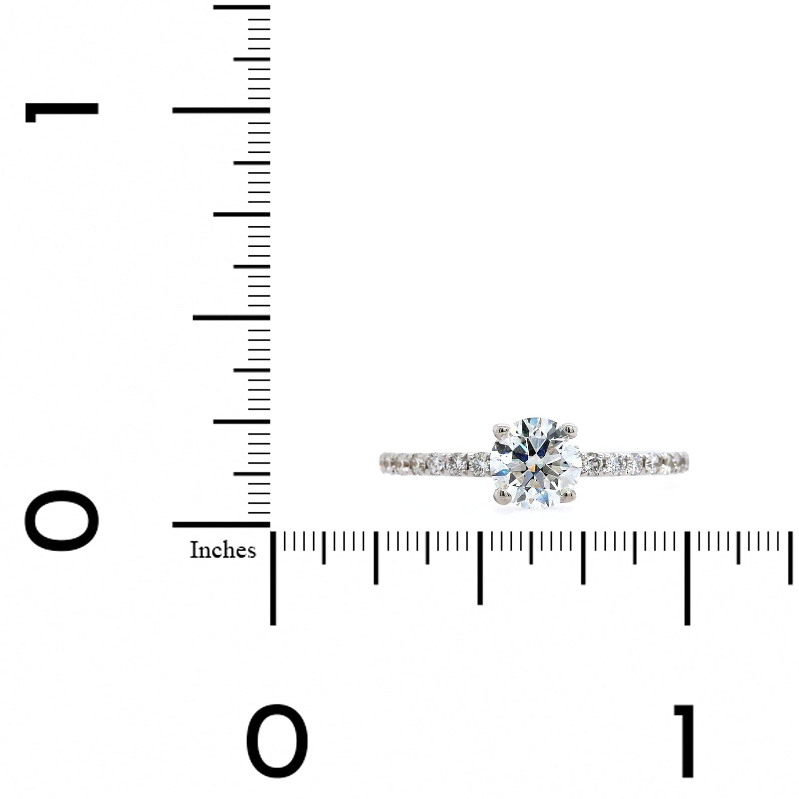 18K White Gold Round Diamond with Hidden Halo Engagement Ring
