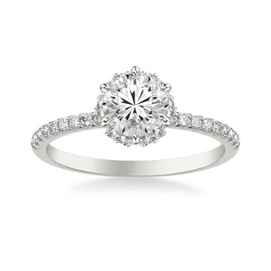 Platinum Round Diamond Hidden Halo Engagement Ring