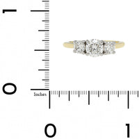 18K Yellow Gold and Platinum Three Stone Round Diamond Engagement Ring