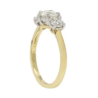 18K Yellow Gold and Platinum Three Stone Round Diamond Engagement Ring