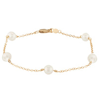 14K Yellow Gold Multi Pearl Bracelet