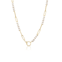 Sorellina 18K Yellow Gold Pearl Paperclip Chain