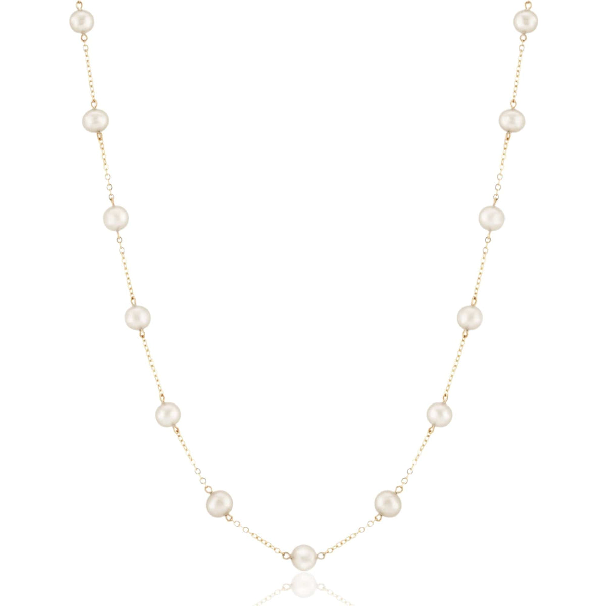 14K Yellow Gold Multi Pearl Choker Necklace