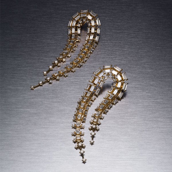 Diamond Earrings with Baguettes