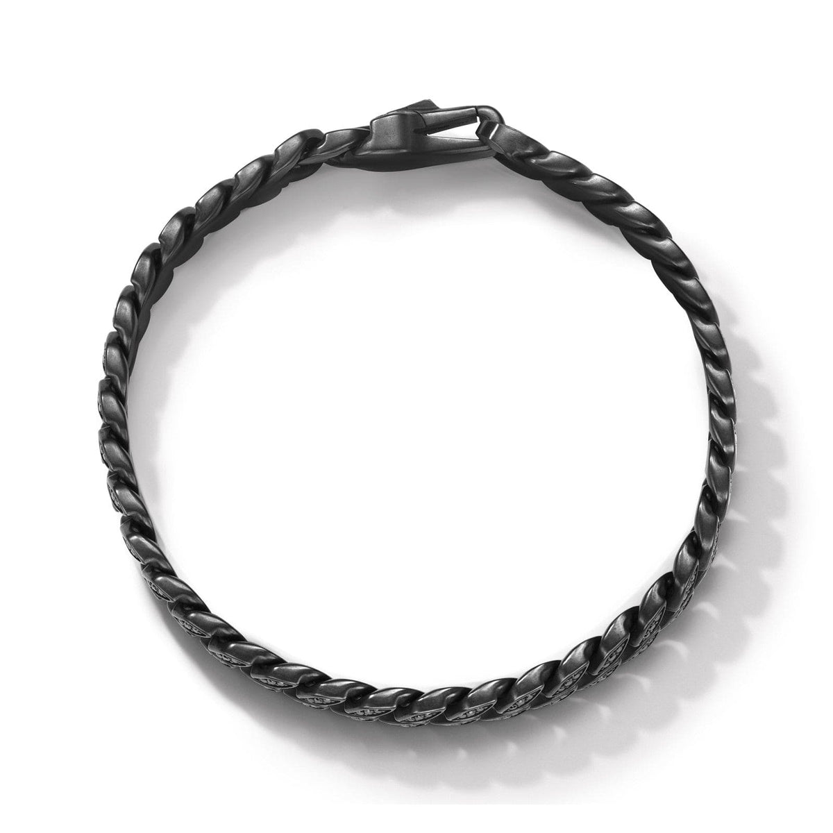 Curb Chain Bracelet in Black Titanium with Black Diamonds, 8mm