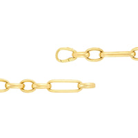 14K Yellow Gold Alternating Oval Short and Elongated Link Bracelet