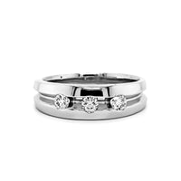 14K White Gold 3 Stone Diamond Band