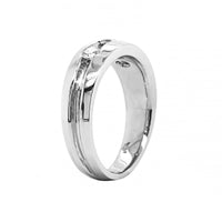 14K White Gold 3 Stone Diamond Band