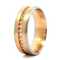 18K Yellow Gold and Platinum Diamond Satin Band