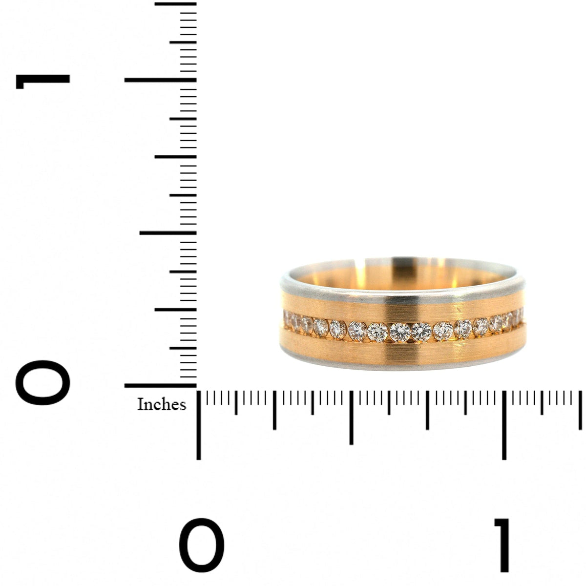 18K Yellow Gold and Platinum Diamond Satin Band