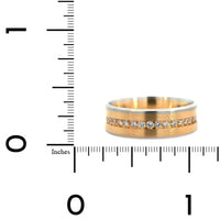18K Yellow Gold and Platinum Diamond Satin Band