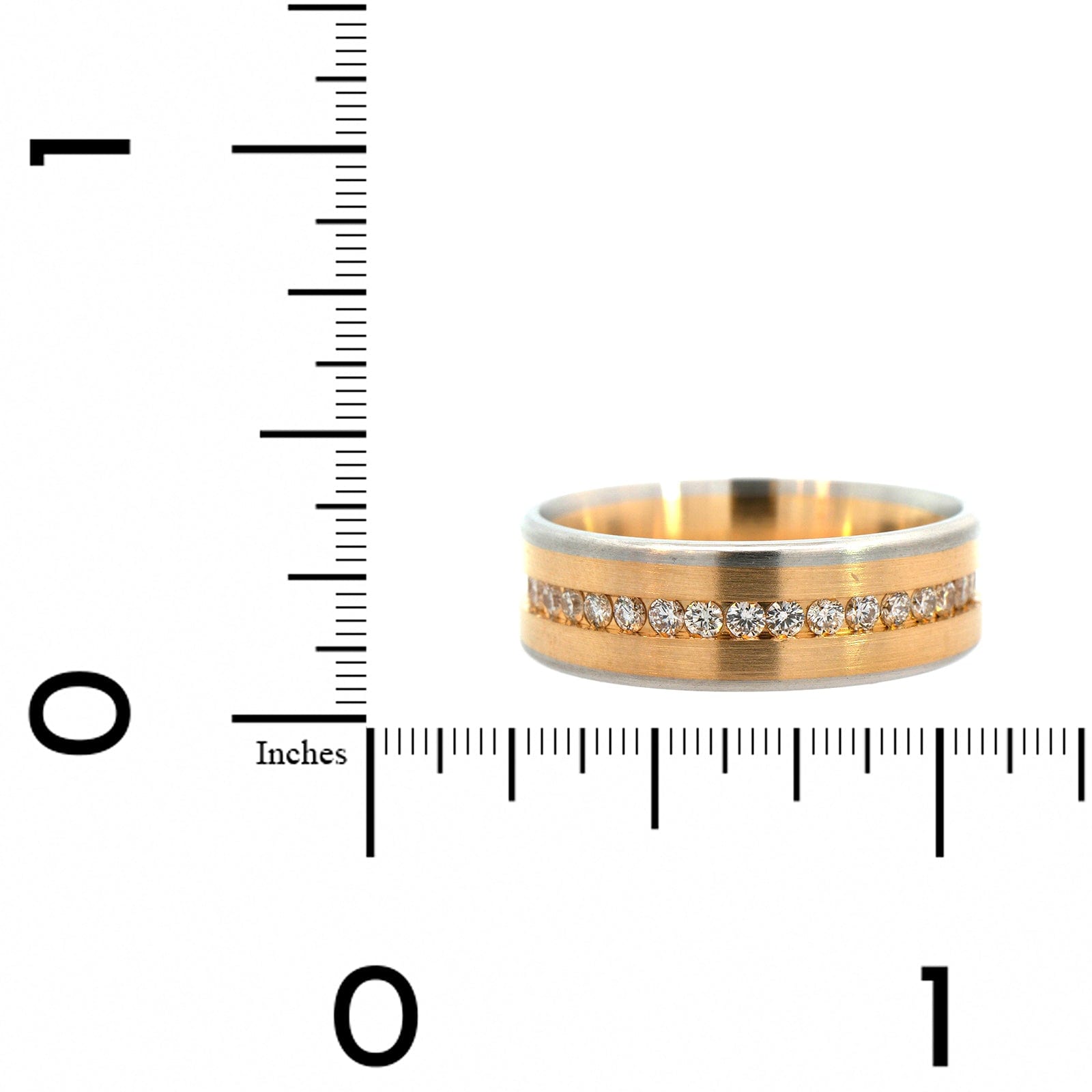 18K Yellow Gold and Platinum Diamond Satin Band