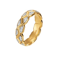 Hex Band Ring 18K Yellow Gold with Diamonds, 6mm