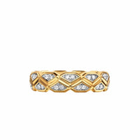 Hex Band Ring 18K Yellow Gold with Diamonds, 6mm