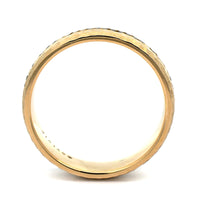 14K Yellow Gold Black Diamond Hammered Satin Band
