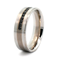 14K White Gold Black Diamond Satin Band