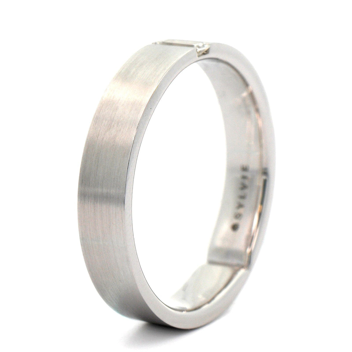 14K White Gold Diamond Satin Band