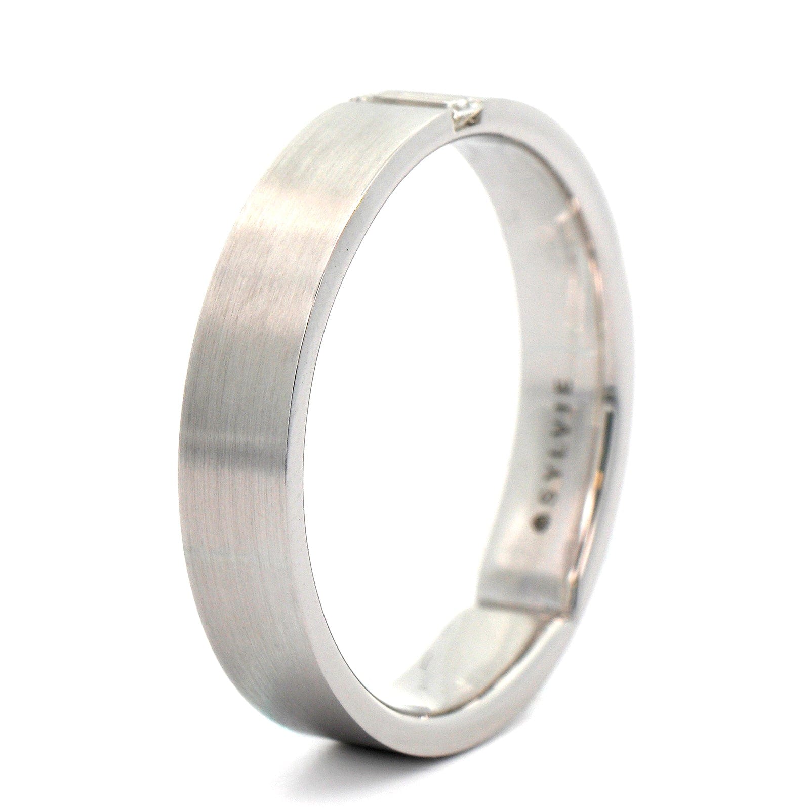 14K White Gold Diamond Satin Band