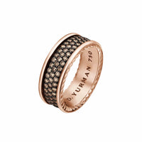 Streamline® Pavé Three Row Band Ring 18K Rose Gold with Cognac Diamonds, 8.5mm