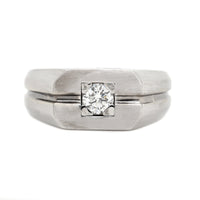 18K White Gold Diamond Signet Style Band