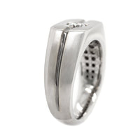 18K White Gold Diamond Signet Style Band