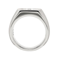 18K White Gold Diamond Signet Style Band