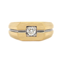 18K Yellow Gold Diamond Signet Style Band
