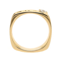18K Yellow Gold Brushed Finished Pave Diamond Band