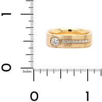 18K Yellow Gold Brushed Finished Pave Diamond Band