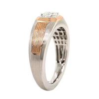 18K Two-Tone Gold Brushed Finished Emerald Cut Diamond Band