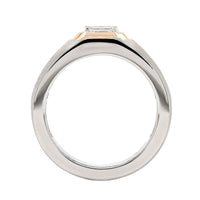 18K Two-Tone Gold Brushed Finished Emerald Cut Diamond Band