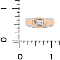 18K Two-Tone Gold Brushed Finished Emerald Cut Diamond Band