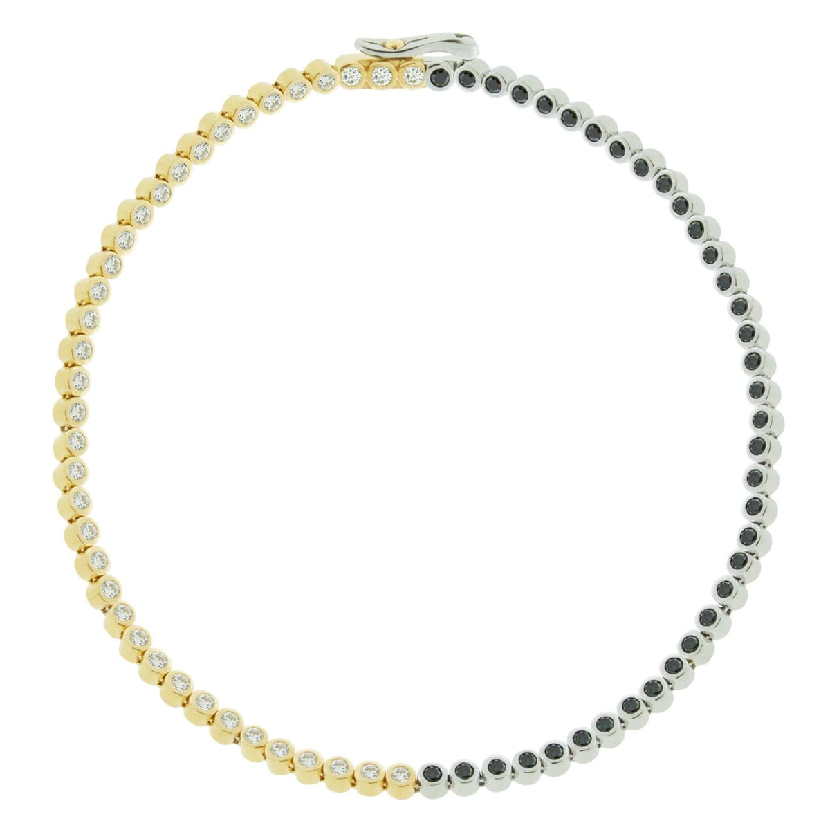Luis Morais 14K Two-Tone Gold Black and White Diamond Tennis Bracelet