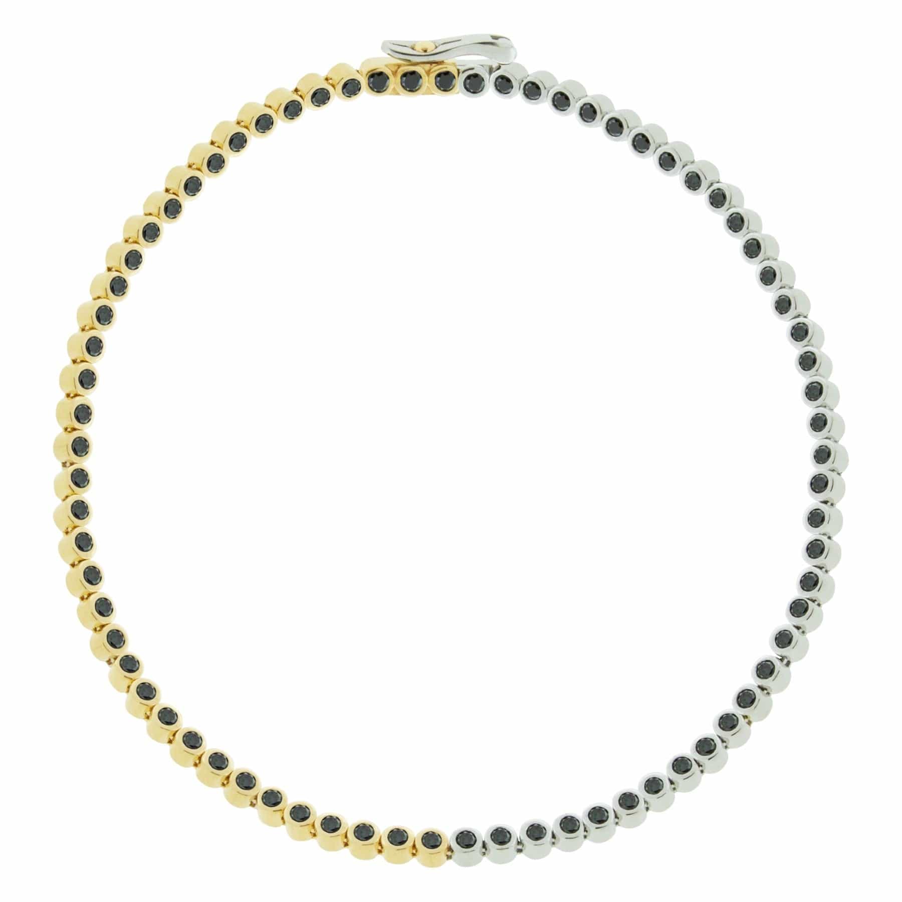 Luis Morais 14K Two-Tone Gold Black Diamond Tennis Bracelet