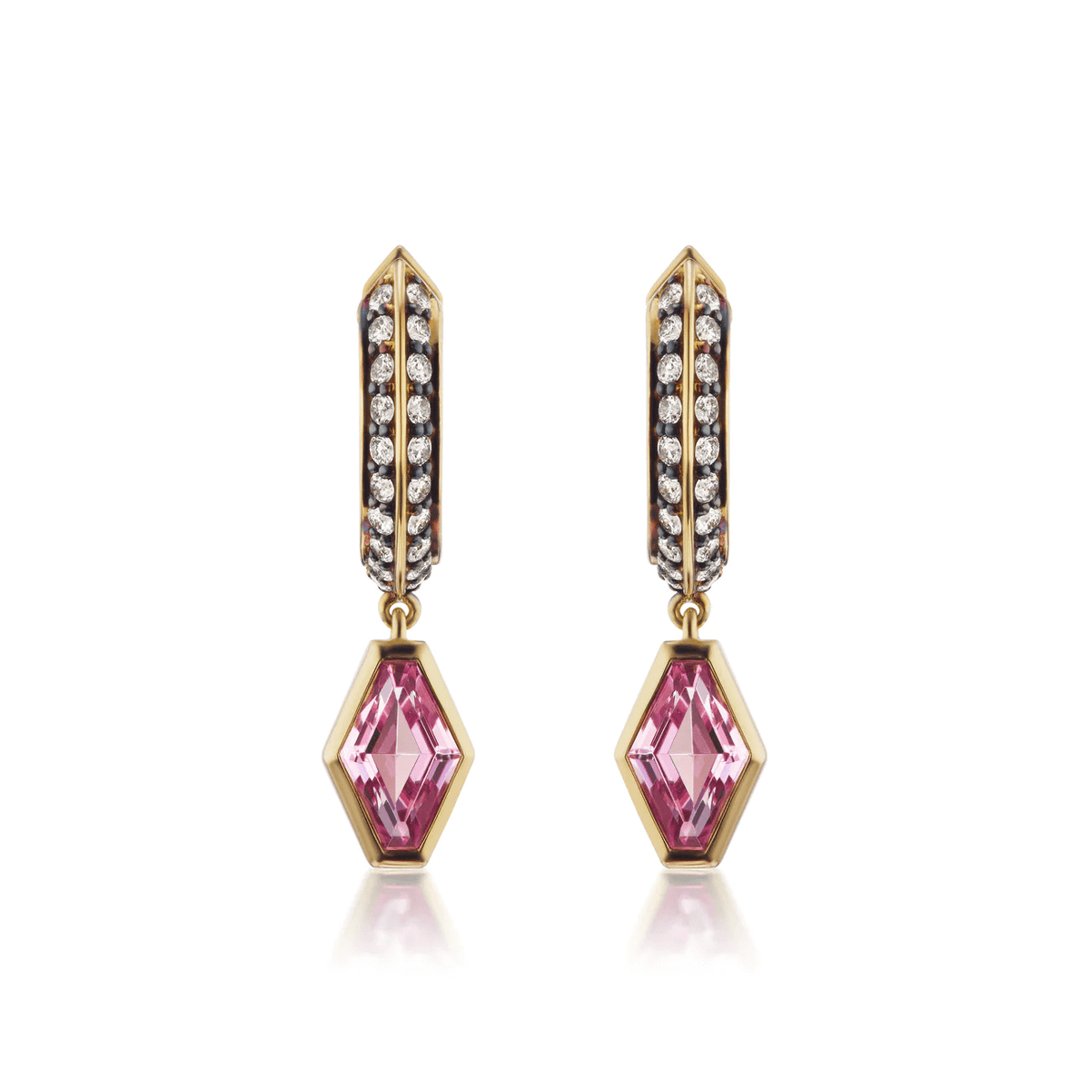 18ct Yellow Gold Garnet & Diamond Drop Octavia Earrings - Walker & Hall