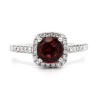 14K White Gold Garnet and Diamond Ring