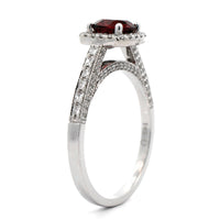 14K White Gold Garnet and Diamond Ring