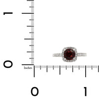 14K White Gold Garnet and Diamond Ring
