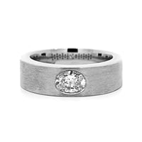 Platinum Oval Cut Diamond Wide Ring