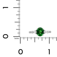 Platinum Oval Tsavorite Three Stone Diamond Ring