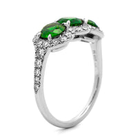 Eclat Jewels Platinum Demantoid Green Garnet Three Stone Diamond Ring