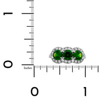 Eclat Jewels Platinum Demantoid Green Garnet Three Stone Diamond Ring