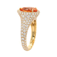 Eclat Jewels 18K Yellow Gold Diamond and Pear Shaped Garnet Ring