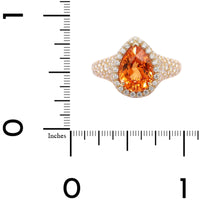 Eclat Jewels 18K Yellow Gold Diamond and Pear Shaped Garnet Ring