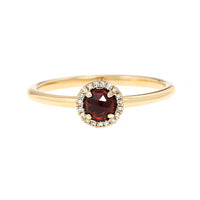 14K Yellow Gold Garnet and Diamond Halo Ring