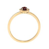 14K Yellow Gold Garnet and Diamond Halo Ring