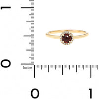 14K Yellow Gold Garnet and Diamond Halo Ring